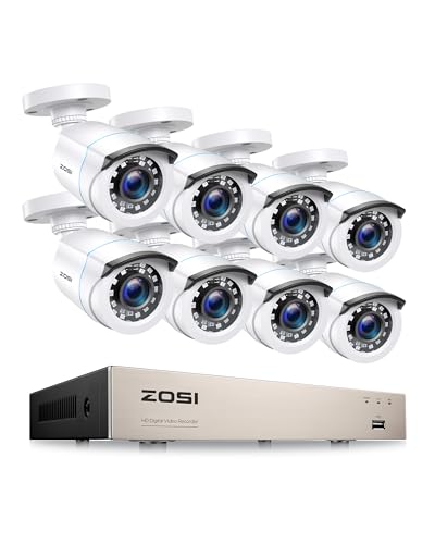ZOSI 8CH H.265+ Full HD 1080p Außen Video DVR Überwachungskamera System ohne Festplatte, 24M Nachtsicht