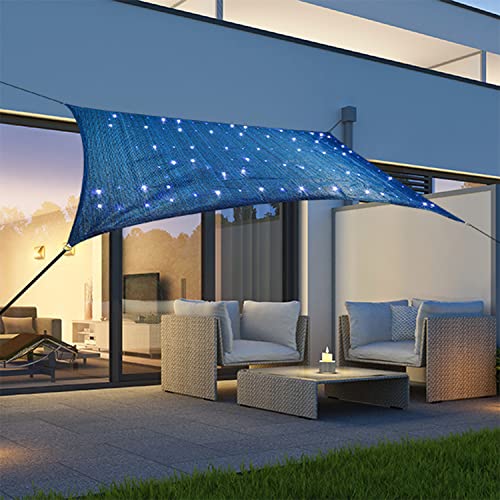 Mojawo Solar Segel Sonnenschutz Sonnensegel Schattenspender Polyester 100 LEDs UV 50+ L2xB3m Blau