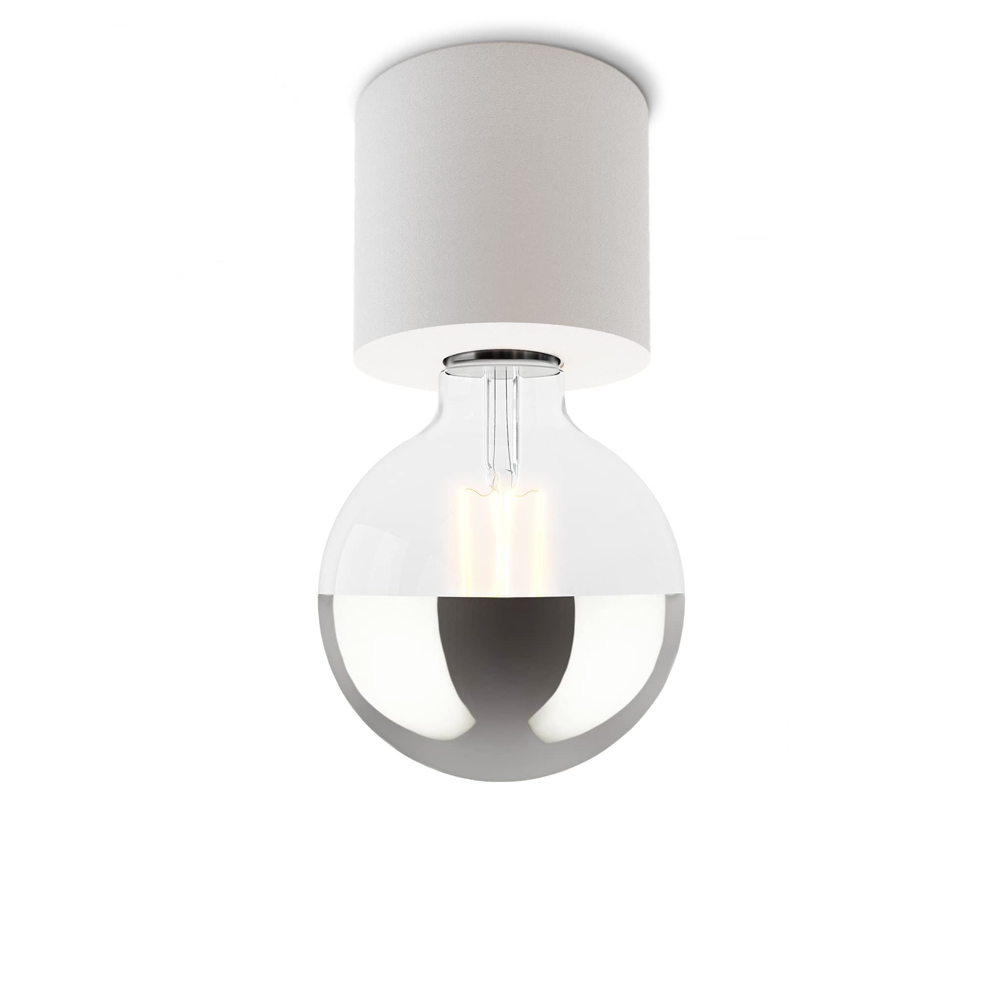 SSC-LUXon NAMBI Deckenlampe weiß rund E27 skandinavisches Design inkl. E27 Kopfspiegel LED Glühbirne - Deckenlicht warmweiß