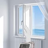 Gemini_mall 400CM Universal Fensterdichtung für tragbare Klimaanlage und Wäschetrockner - Funktioniert mit jeder mobilen Klimaanlage - Einfach zu installieren - Luftaustauschschutz mit Reißverschluss und Hakenband