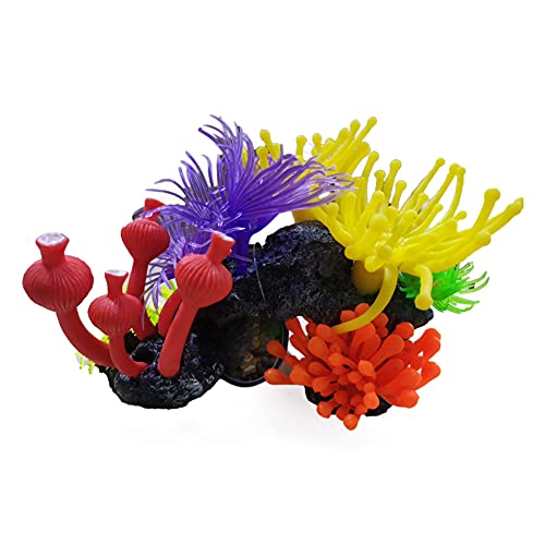 iFCOW Aquarium-Dekoration, künstliche Koralle, lebendige weiche Koralle, Ornament Simulation leuchtender Effekt, Aquarium-Dekoration