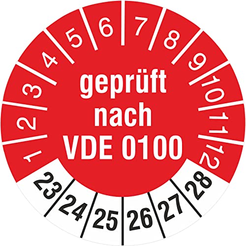 200 Prüfplaketten 30 mm Prüfetiketten Geprüft nach VDE 0100 2023-2028 Rollenware stark haftend