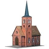 FALLER Kleinstadt-Kirche Modellbausatz mit 50 Einzelteilen 200 x 118 x 270 mm I Modelleisenbahn Zubehör H0 I Modelleisenbahn H0 Kleinstadt-Kirche
