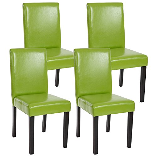 Mendler 4X Esszimmerstuhl Stuhl Küchenstuhl Littau - Kunstleder, grün, dunkle Beine