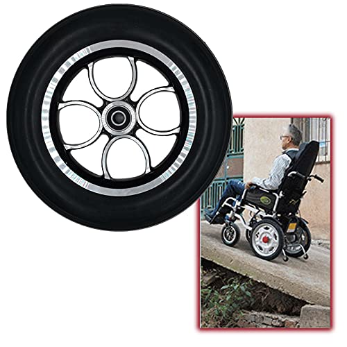 AiQima Rad-Ersatzteile, 2 Stück Gummi-Rollstuhlräder, 10 Zoll Solide Rollstuhl-Vorderrollen, Rutschfester Rollstuhl-Vorderräder-Ersatz