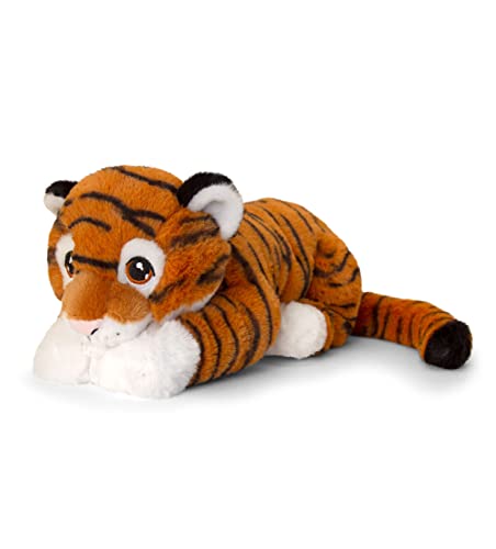 Keeleco SE6101 Plüschtier Tiger, ca. 35 cm, aus recycelten Materialien, Augen aufgestickt aus Baumwolle