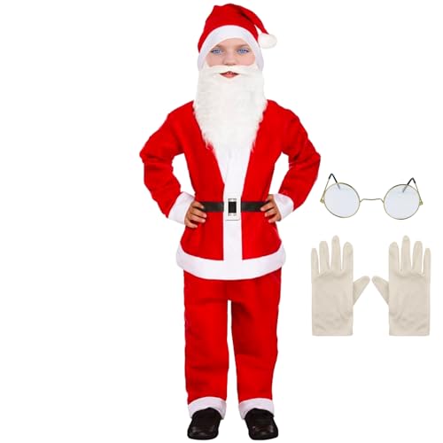 biteatey Weihnachtsmann-Kostüm, Kinder-Weihnachtsmann-Anzug - Weihnachtsmann Cosplay | Weihnachtsmann-Kostüm für Kinder im Alter von 4–12 Jahren, Jungen-Weihnachtsmann-Cosplay-Anzug