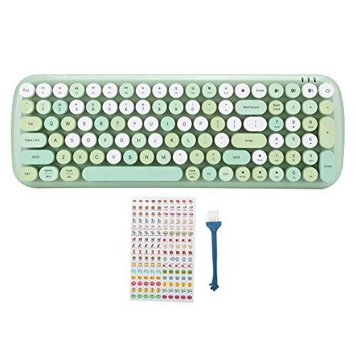 Drahtlose BT Retro Tastatur,Bluetooth5.1 100 Tasten Ergonomische, leise Retro Tastatur Vintage Akku-Schreibmaschine mit runden Tastenkappen,6-10m Übertragung,für PC Laptop Tablet Mobiltelefon (grün)