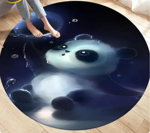 REIPOL Cartoon Panda Bereich Teppich, runder Teppich Teppich für Wohnzimmer Schlafzimmer Sofa Dekoration, Spiel rutschfeste Fußmatte 60cm