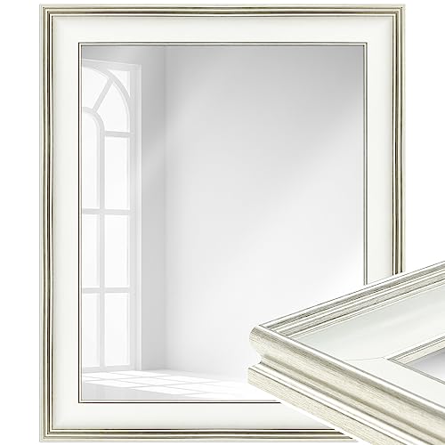 WANDStyle Spiegel Barock und Antik Stil I Außenmaß ca. 70 x 70 cm I Farbe Weiß I weißer Wandspiegel aus Massivholz I Made in Gemany I H235