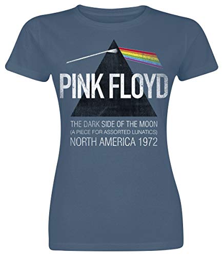 Pink Floyd North America Tour Damen T-Shirt mit Backprint (Blau) (S-L) (M)