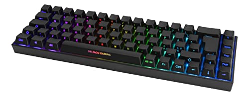 DELTACO GAMING DK440R Kabellos, Bluetooth®, Kabelgebunden Gaming-Tastatur Beleuchtet, Switch: Red D