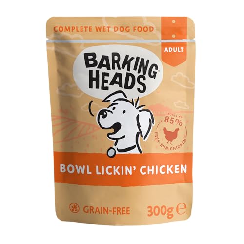 Barking Heads Bowl Lickin' Chicken Nassfutter für Hunde, Hundefutter Nass aus 85% Natürlichem Freiland-Huhn Ohne Künstliche Aromen, Hundefutter Getreidefrei mit Vitaminen und Mineralien (10 x 300 g)