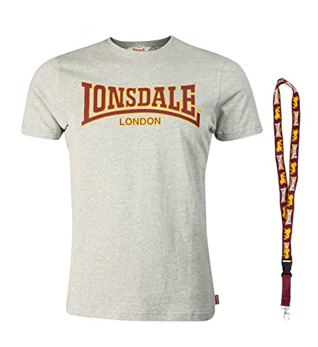 Lonsdale T-Shirt - Kurzarm Shirts - Herren Shirt - Limited Schluesselband (Classic Marl Grey, 3XL)