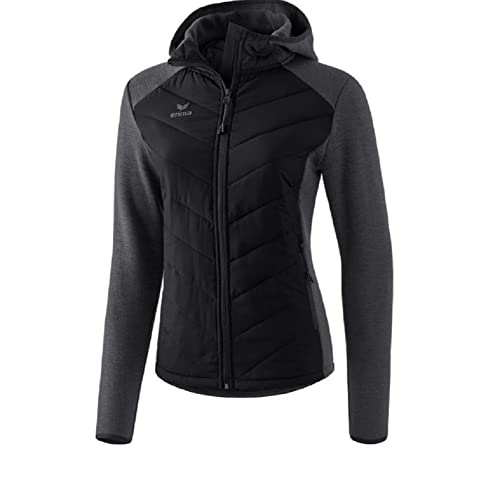 ERIMA Damen Steppjacke Function, mit seitlichen Reißverschlusstaschen und praktischer Kapuze, aus Funktionsmaterial