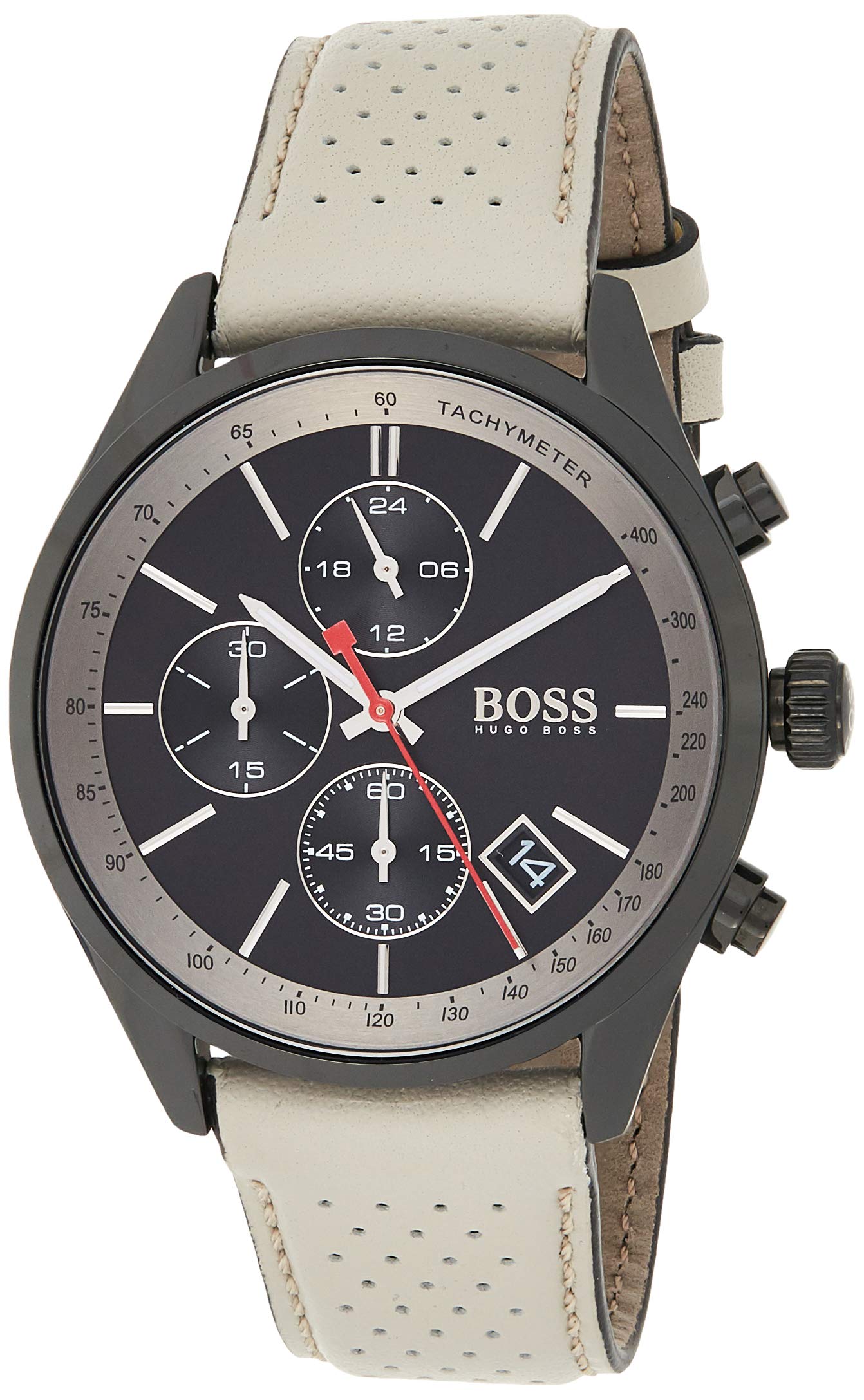 BOSS Herren Chronograph Quarz Uhr mit Leder Armband 1513562