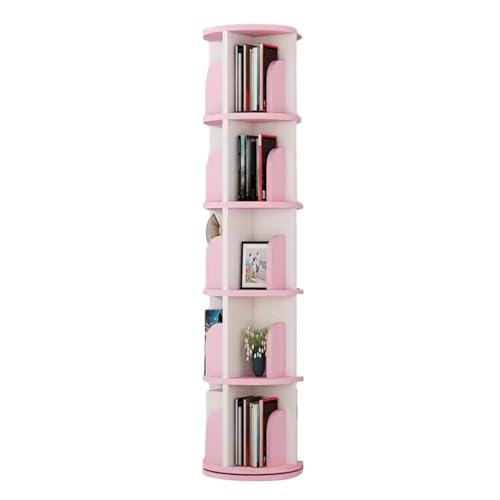 5-stufiges, Hohes 360-Grad-Bücherregal Multifunktionales Modernes Und Design-drehbares Büro-Bücherregal Für Schlafzimmer Und Heimbüro (Color : Rosa, S : 39 * 162cm)