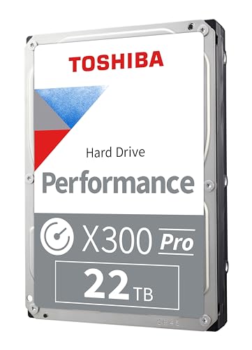 Toshiba X300 PRO 22TB High Workload Performance für Creative Professionals 3,5 Zoll interne Festplatte - bis zu 300 TB/Jahr Workload Rate CMR SATA 6Gb/s 7200RPM 512MB Cache - HDWR62CXZSTB