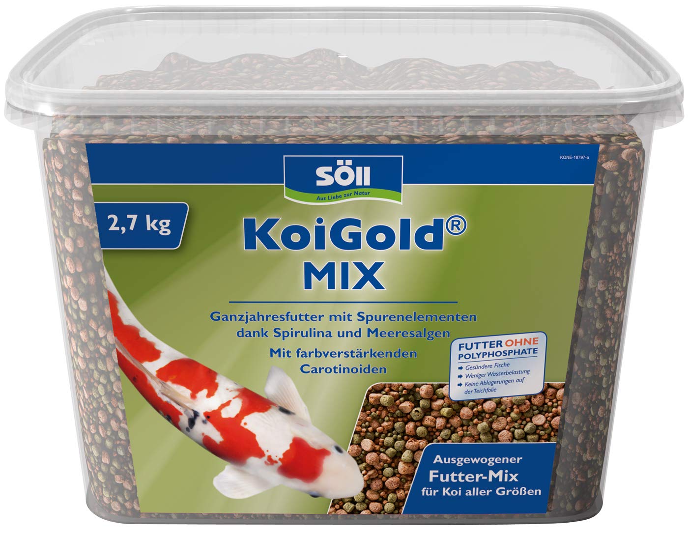 Söll KoiGold Mix, 7 l - Koifutter mit Spurenelementen und Vitaminen zur vollwertigen Ernährung von Koi im Koiteich, Gartenteich, Fischteich