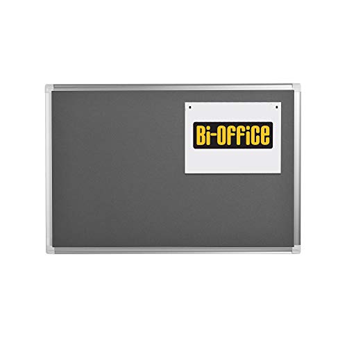 Bi-Office Filztafel New Generation, Pinnwand mit Aluminiumrahmen, 90 x 60 cm, Grau