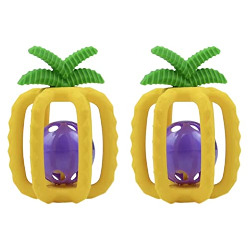 2 Ananas-Silikon-Baby-Spielzeug in Lebensmittelqualität, handbetriebene Glocke, Gummi Molar