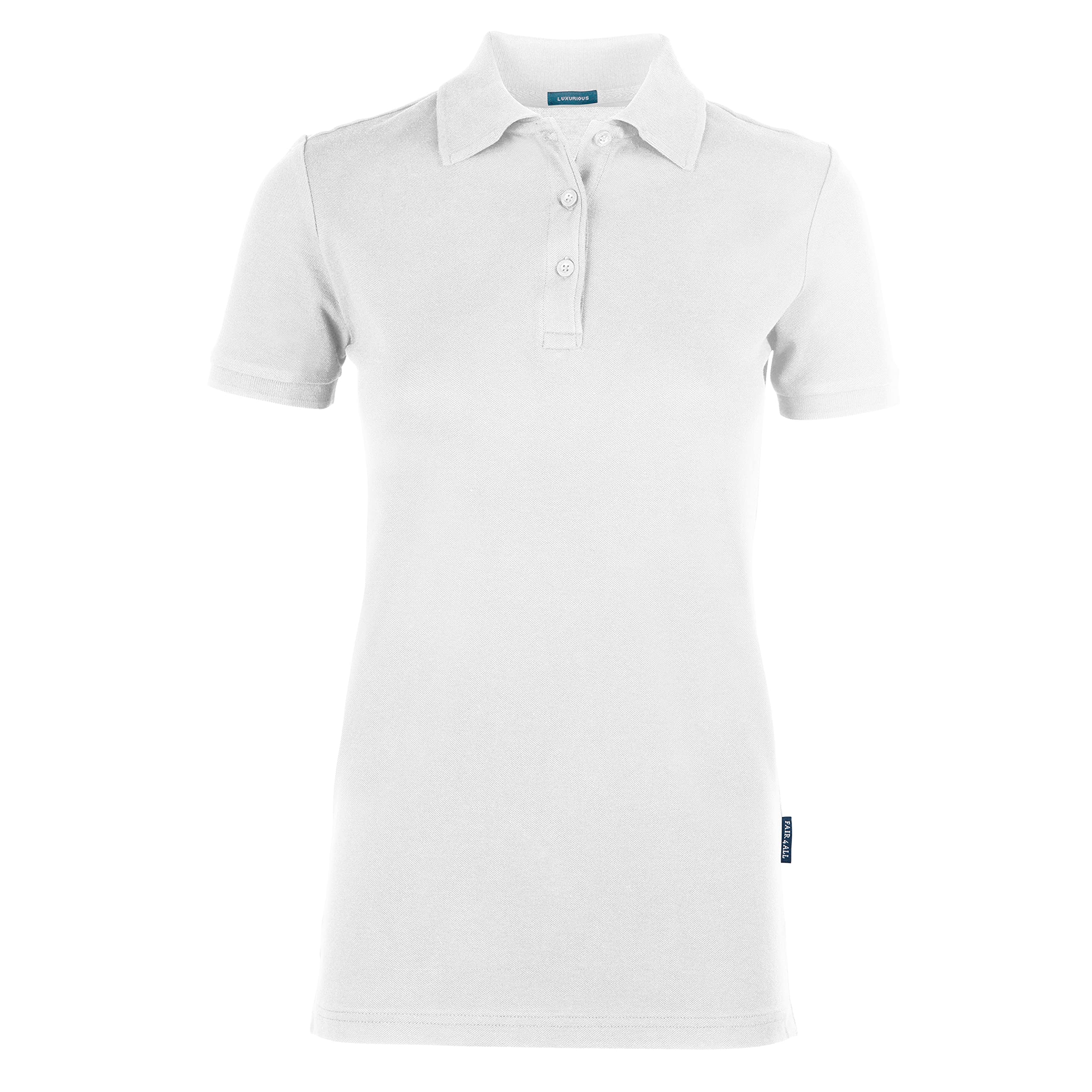 HRM Damen Luxury Stretch Polo, weiß, Gr. 5XL I Premium Polo-Shirt Damen aus 95% Baumwolle & 5% Elasthan I Basic Polohemd bis 40°C farbecht waschbar I Hochwertige & nachhaltige Damen-Oberteile