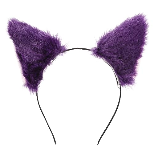 Lurrose Fellohren Stirnband Flauschiges Plüsch Katzenohren Haarreifen Niedlich Tier Party Haarschmuck für Mädchen Frauen (Violett)