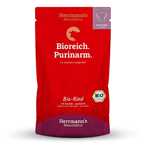 Herrmann's - Selection Sensibel Bio Rind mit Karotten - purinarm - 15 x 150g - Nassfutter - Hundefutter