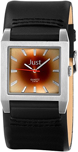Just Watches Herren-Armbanduhr XL Analog Leder 48-S2524G-BR-SL