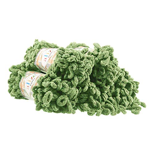 500g Strickgarn ALIZE Puffy Uni, stricken ohne Nadeln auch für Anfänger geeignet, Farbe:485 grün