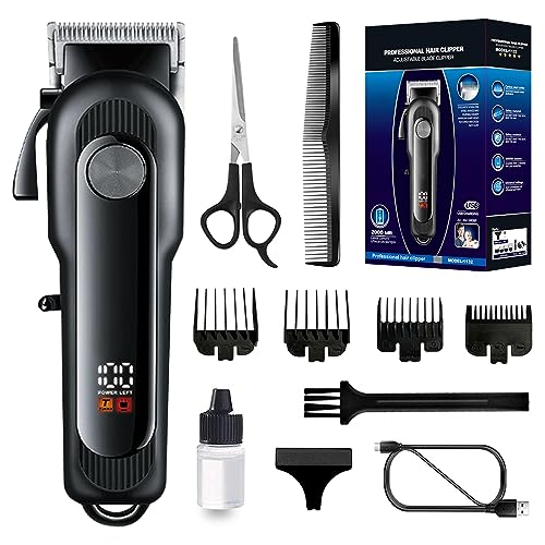 Haarschneidemaschine für Herren, professionelles Haarschneidegerät, Herrenrasierer, mit LCD-Display, Schnellladung, USB, Haarschneidemaschine, Elektrorasierer, für Zuhause und Friseur