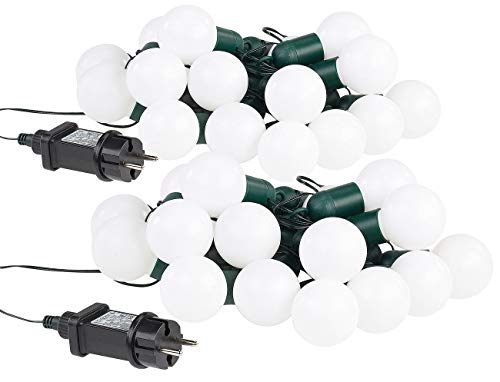 Lunartec Lichterkette Glühbirnen: 2er-Set LED-Lichterkette mit je 20 Lämpchen, 1,2 W, warmweiß, IP44 (Party-Lichterkette mit Glühbirnen)