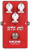 Nux XTC OD Pedal, E-Gitarren Effektpedal (Effektsteuerung mit Reglern für Level, Gain und Tone, Ideal für Blues oder Classic Rock, Batteriebetrieb möglich: 9V Batterie), Rot