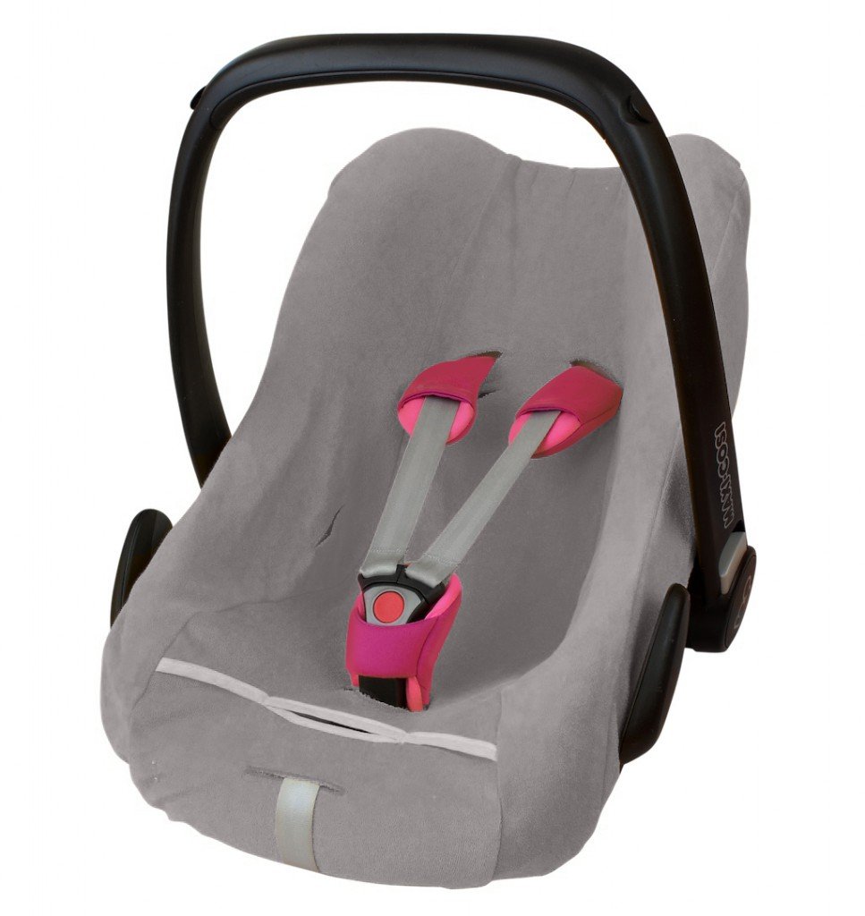 ByBoom - Frottee Sommerbezug, Schonbezug für Babyschale, Autositz, z.B. Maxi Cosi CabrioFix, City, Pebble; Designed in Germany, MADE IN EU, Farbe:Grau