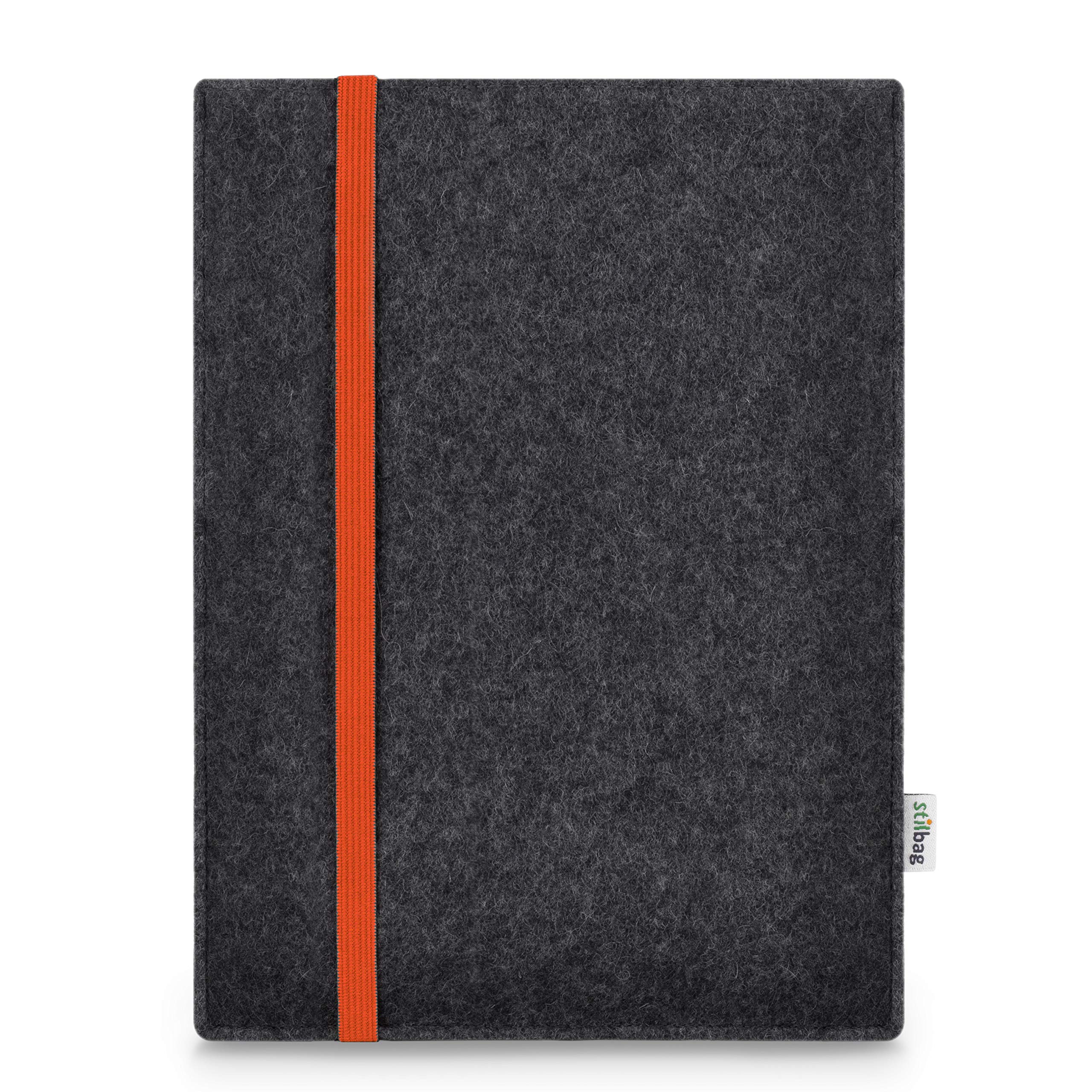Stilbag Hülle für Huawei MediaPad M5 Lite 10 | Etui Case aus Merino Wollfilz | Modell Leon in anthrazit/orange | Tablet Schutz-Hülle Made in Germany