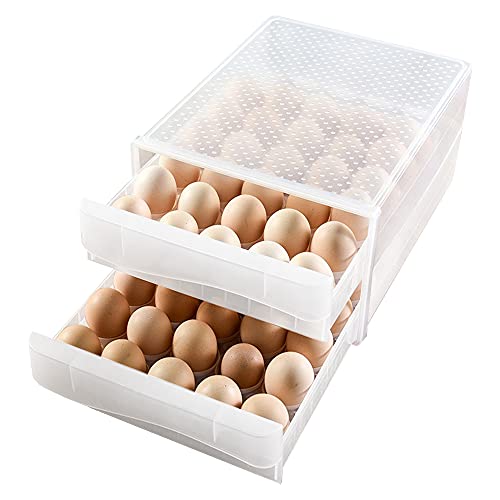 La Llareta Eier Aufbewahrungsbox, 60 Eier / 2 Schicht Transparenter Eierkarton, Eierbehälter für Kühlschrank, PP Kunststoff, Stapelbar, for Eierkonservierung, Eiertransport, Hotelrestaurant