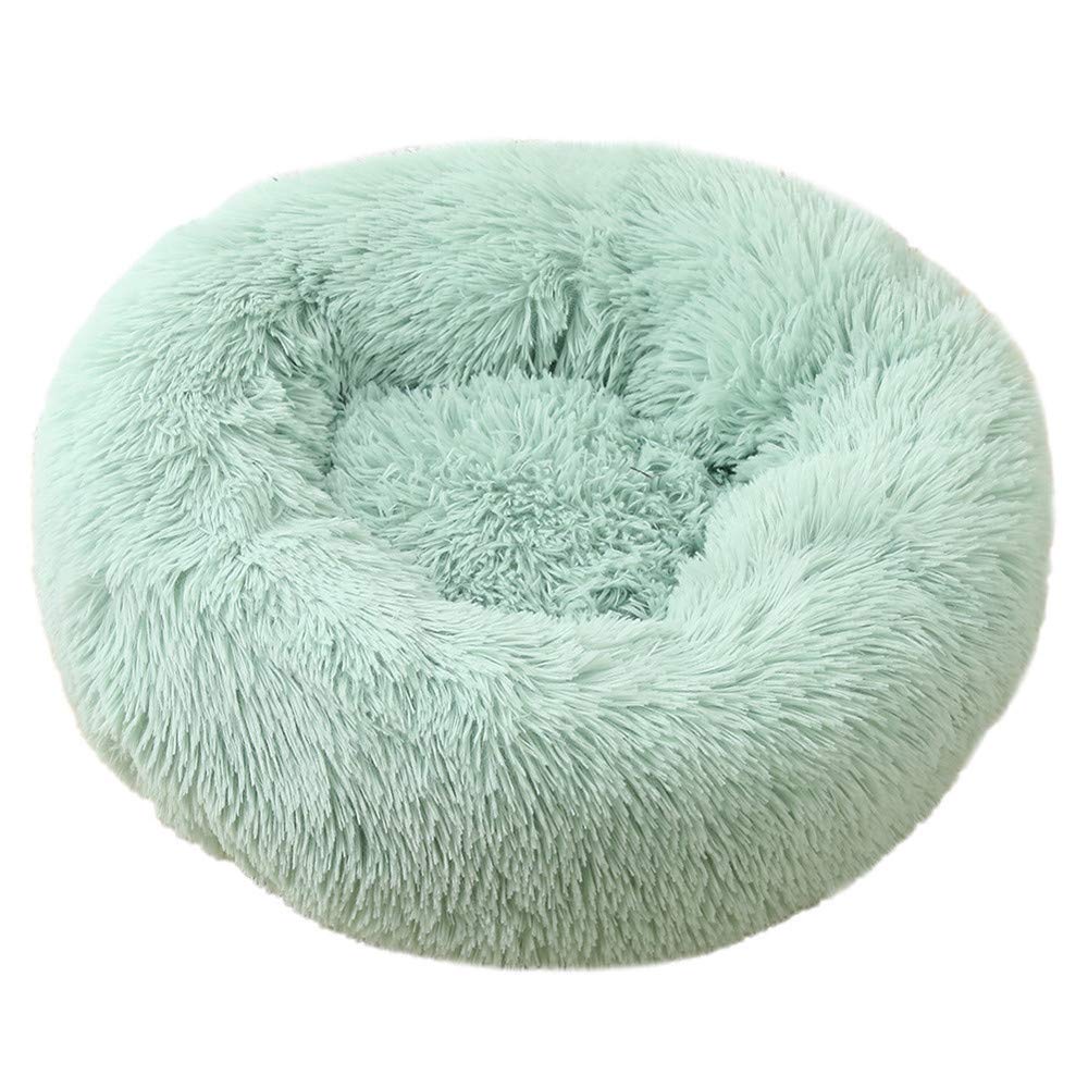 Chickwin Hundebett rund Hundekissen Plüsch weichem Hundesofa rutschfest Base Katzenbett Donut Größe und Farbe wählbar (hellgrün,100CM)