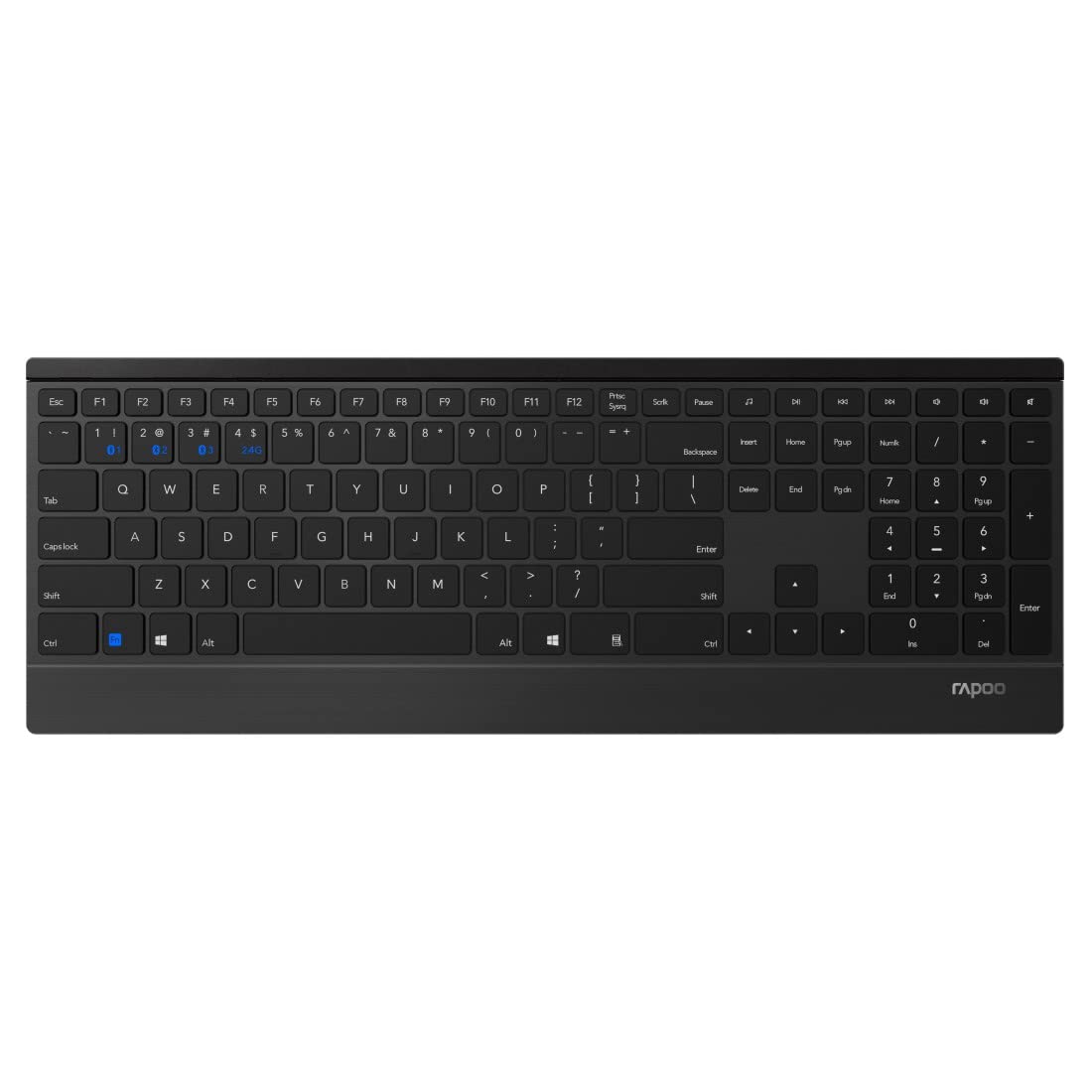 Rapoo E9500M kabellose Tastatur wireless Keyboard flaches Aluminium Design 12 Monate Batterielaufzeit DE-Layout QWERTZ PC & Mac - schwarz