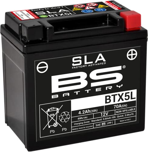 BS Battery 300670 BTX5L AGM SLA Motorrad Batterie, Schwarz