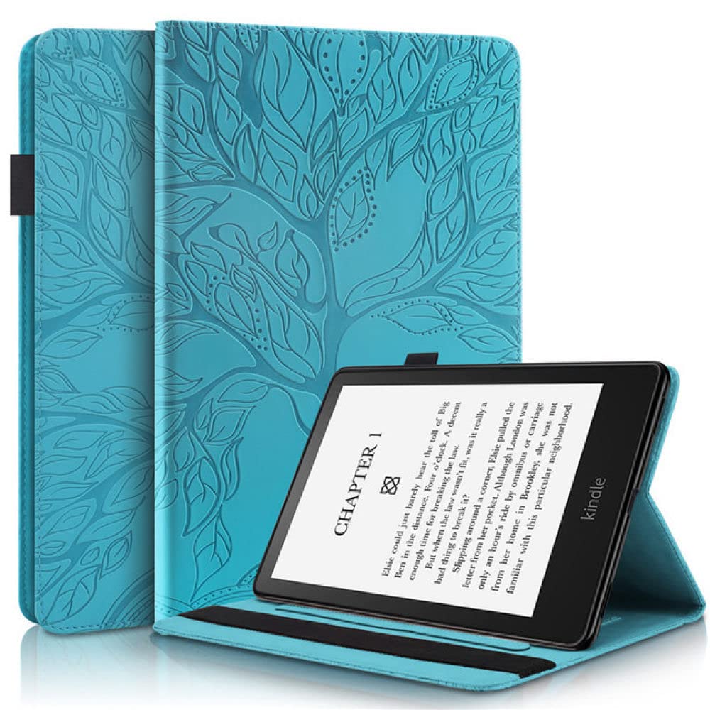 FDPEISHI for Kindle Paperwhite 11Th Generation Case 2021, Fashion 3D Tree Embossed Silicon Cover for Funda Kindle Paperwhite 6.8 Inch 2021 Case,Blue,Paperwhite 11Th 2021