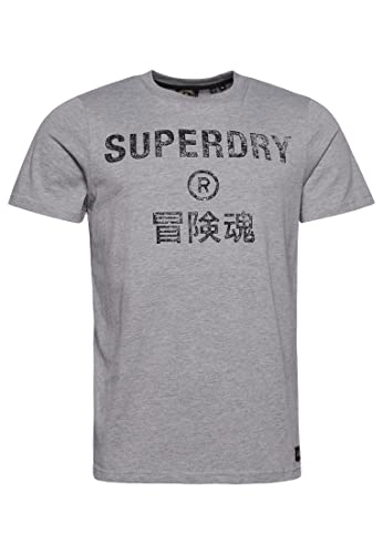Superdry Herren Bedrucktes T-Shirt Hemd, Grau (Grey Marl), S