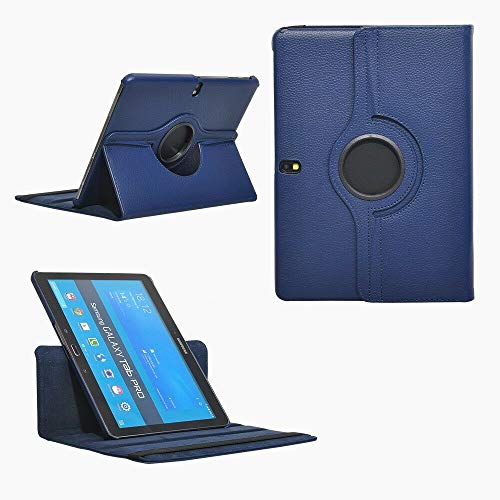 PT Schutzhülle für Samsung Galaxy Tab Pro 10.1 Tablet SM-T520 / T525 (drehbar, aus Leder, mehrere Winkeleinstellungen) Marineblau