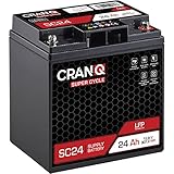 CranQ 12V 24Ah 307,2Wh LiFePO4 Versorgungs-Batterie mit BMS 12,8V Lithium-Eisenphosphat SC24 LFP