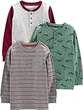Simple Joys by Carter's 3-Pack Long Sleeve Infant-and-Toddler-Shirts, Dino/Streifen, 12 Months