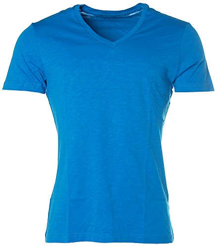 Signum Herren Kurzarm Shirt T-Shirt V-Ausschnitt Blue M