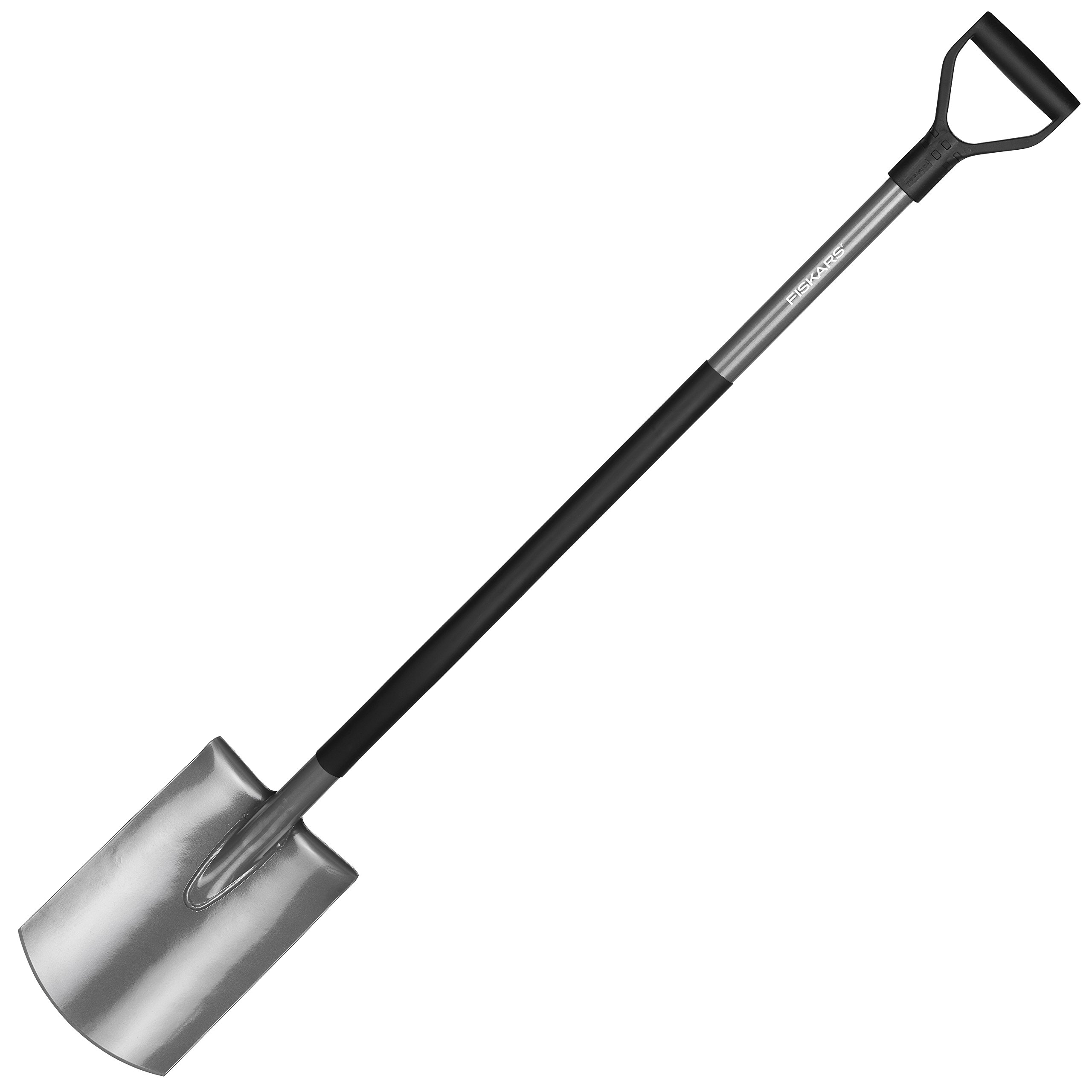 Fiskars Gärtnerspaten für weiche, steinarme Böden, Rund, Länge: 125 cm, Hochwertiger Borstahl, Grau/Schwarz, Ergonomic, 1001411, 125.5 x 19.5 x 12.5 cm