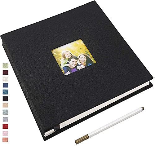 Yopih Selbstklebendes Fotoalbum 33 x 32,5 cm Magnetic Scrapbook Album 40 Magnetisch Doppelseitige Seiten Leinen Hardcover DIY Jahrestag Erinnerung Buch mit einem Metallic Pen