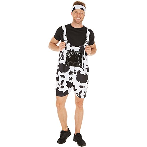 TecTake dressforfun Herrenkostüm Kuh | Coole und fetzige Latzhose | Weicher Flauschstoff | inkl. bequemen T-Shirt (XL | Nr. 300850)