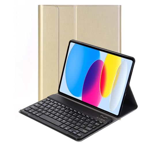 Lobwerk 2in1 Set Bluetooth Tastatur in Schwarz mit Beleuchtung + Hülle für Apple iPad 10. Gen 2022 10.9 Zoll Case Schutzhülle Standfunktion Sleep and Wake