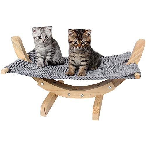 ZuckerTi Holz Hängematte Hütte Bett Sofa Spielzeug Katzenbetten Katzenliege Katzenmatte Katzenplatz für Katze Katzen Hase Kaninchen Ratten Hamster Kleintiere für Pause und Spielerei Machen